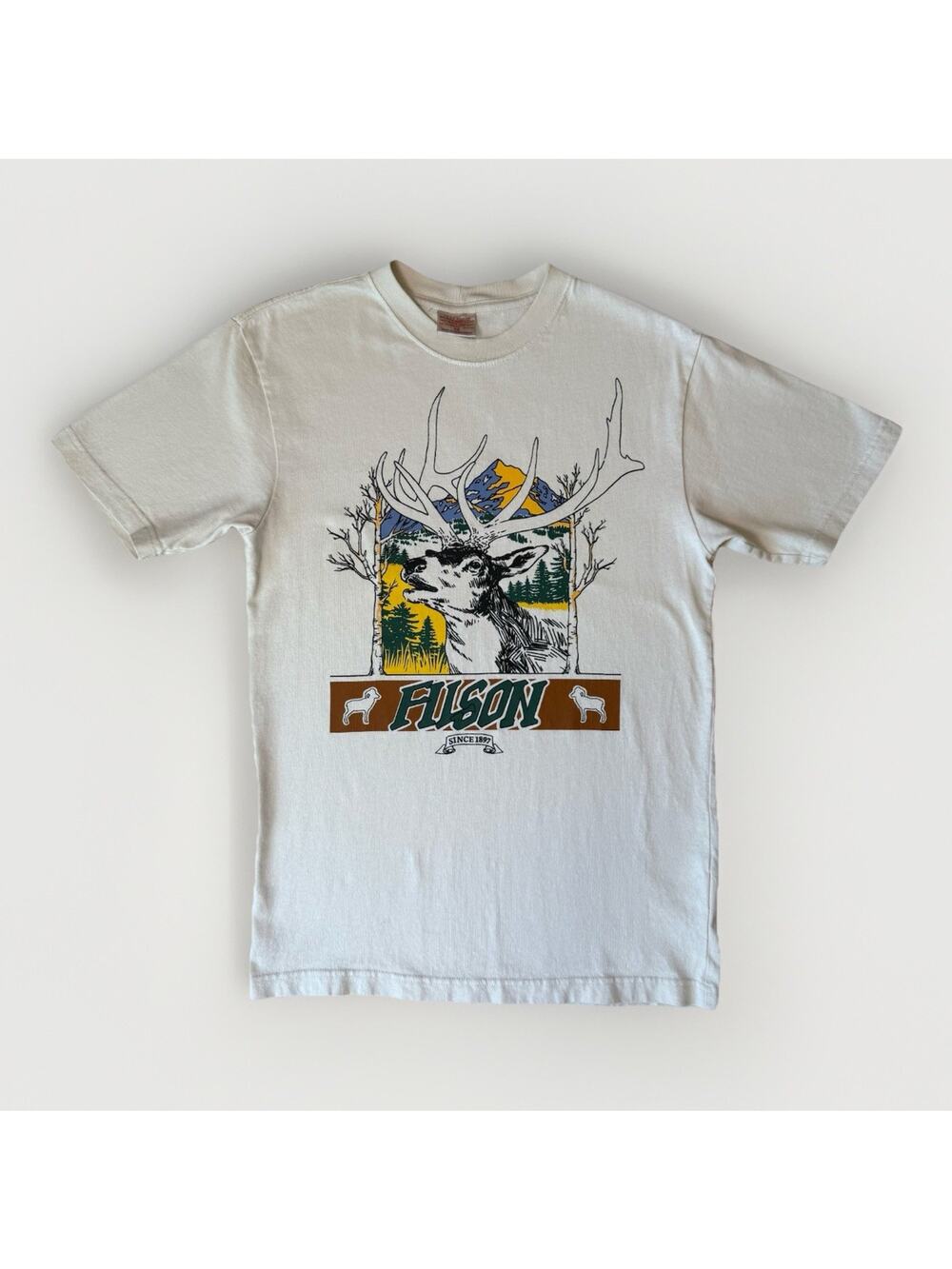 Filson Frontier Shirt XS Ivory Short Sleeve Elk Nature Hunting Seattle Workwear